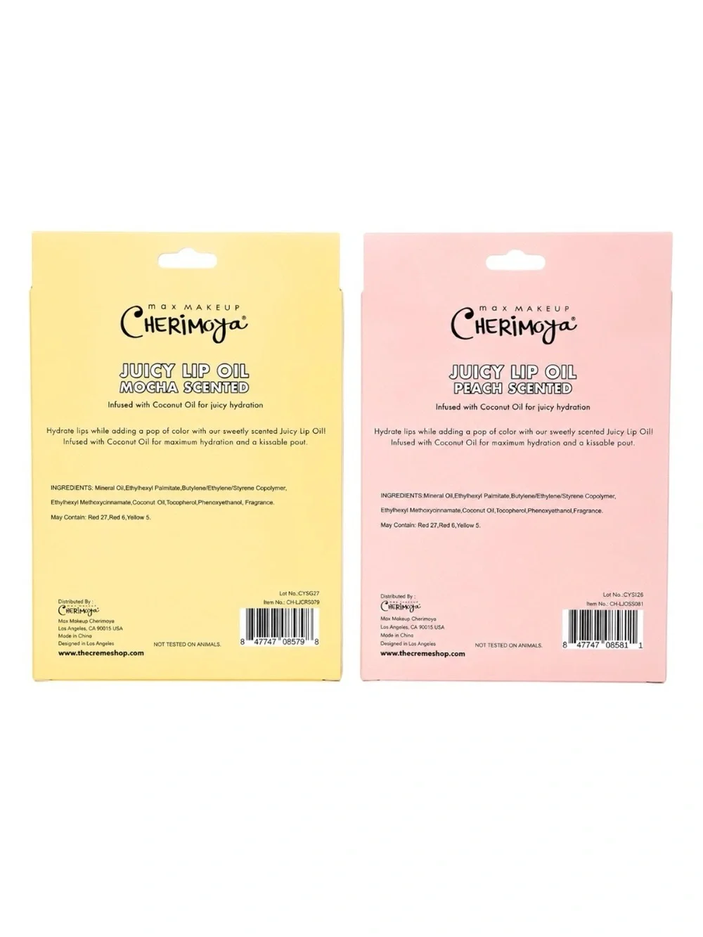 Cherimoya Juicy Lip Oil Gift Set Bundle of 2-6 Lip Oils Peach & Mocha Scented